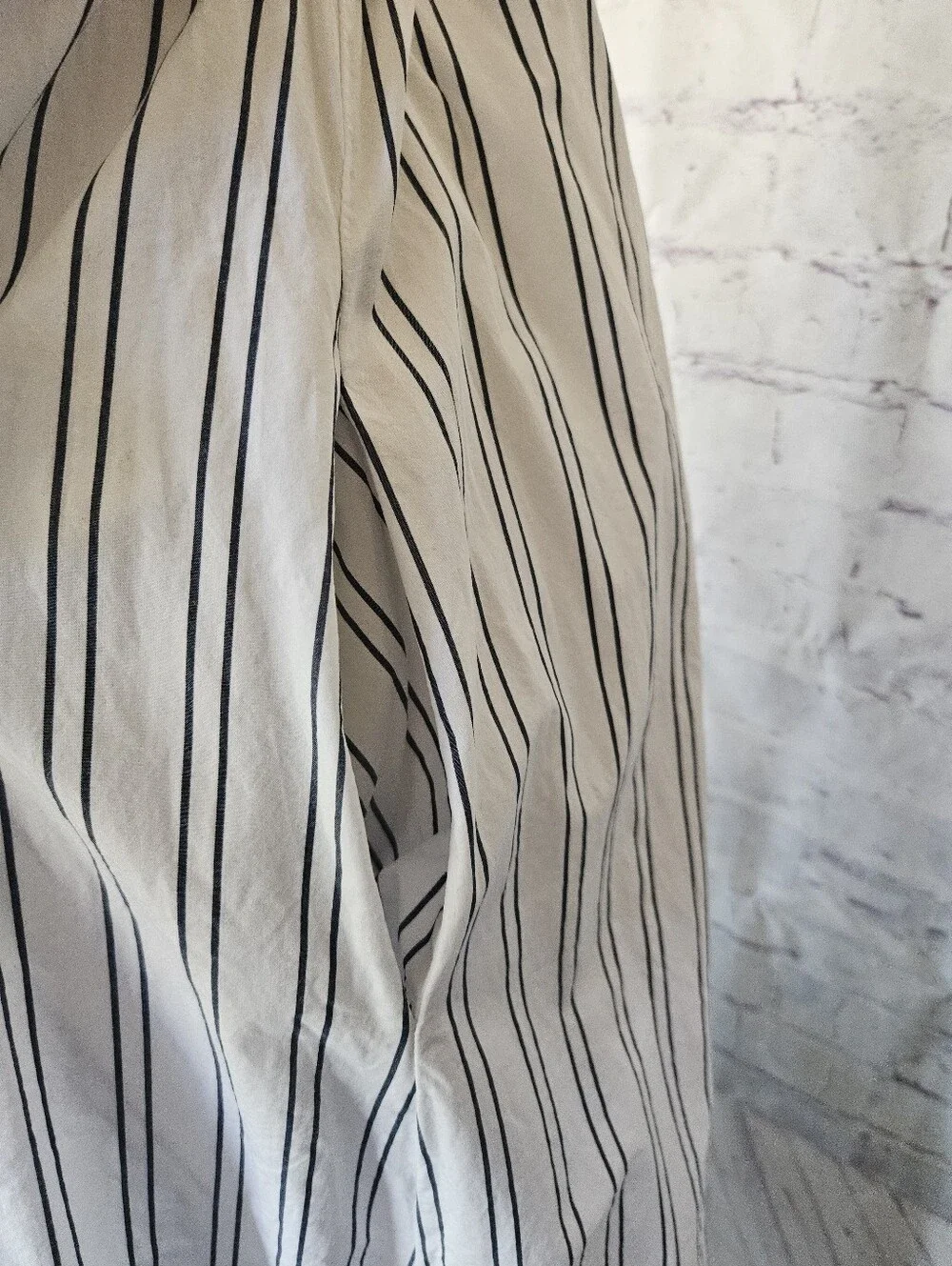 Free People Easy Breezy Midi Dress White Navy Blue Stripe Cotton Large - Picture 9 of 16